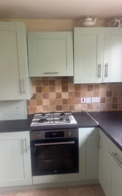 Light green painted kitchen